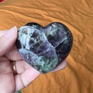Green and Purple fluorite heart